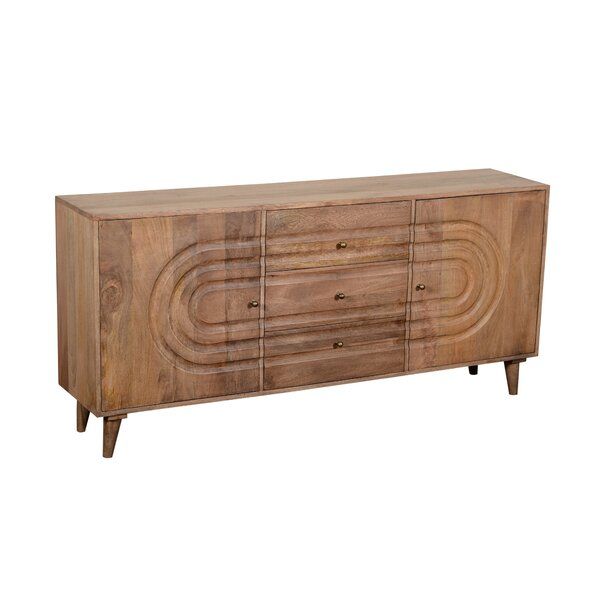 Corrigan Studio® Teller 70" Wide 3 Drawer Mango Wood For Strock 70" Wide Mango Wood Sideboards (View 10 of 15)
