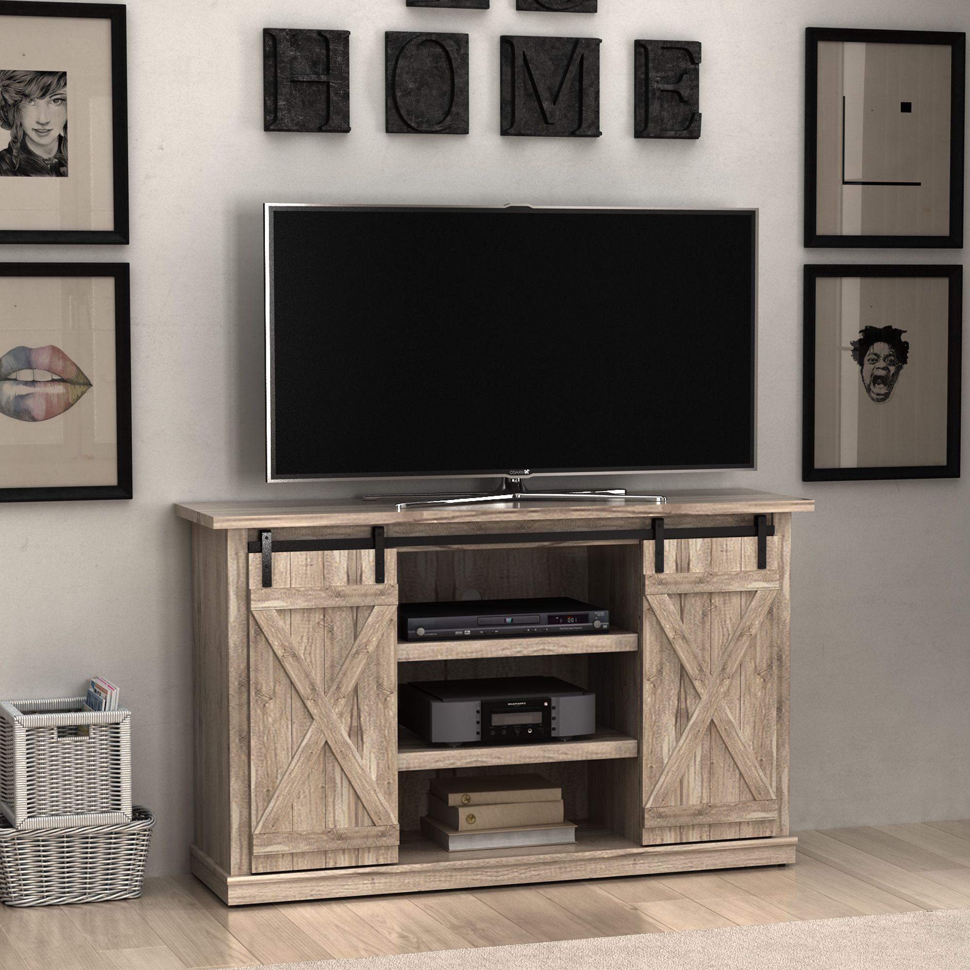 Cottonwood Tv Stand For Tvs Up To 60 Inches With Sliding With Whittier Tv Stands For Tvs Up To 60" (Photo 12 of 15)