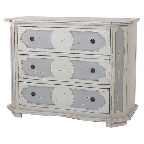 Duncan French Country Distressed Ivory 3 Drawer Dresser Intended For Pixley  (View 4 of 15)