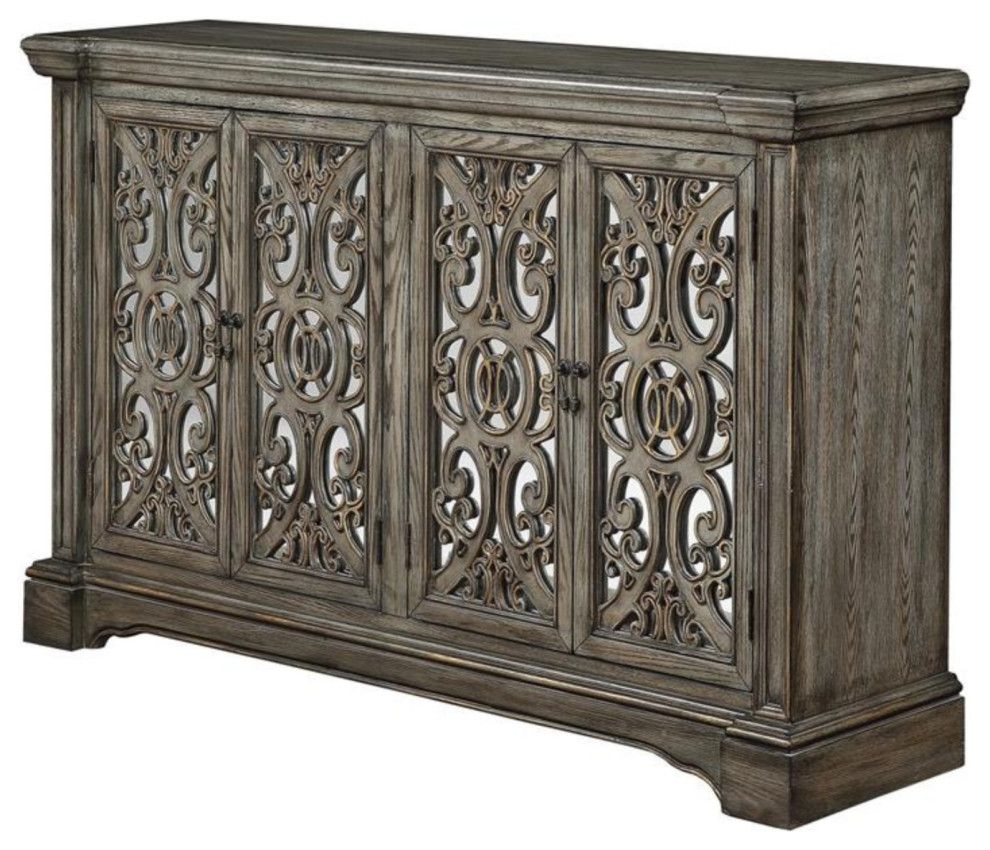 Four Door Media Credenza – Traditional – Buffets And Within Shirley Mills 52" Wide Buffet Tables (View 6 of 15)