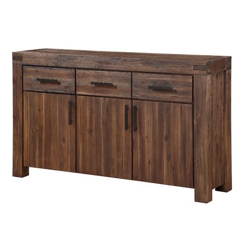 Gibson 63" Wide 3 Drawer Acacia Wood Sideboard | Solid Pertaining To Benghauser 63" Wide Sideboards (Photo 13 of 15)
