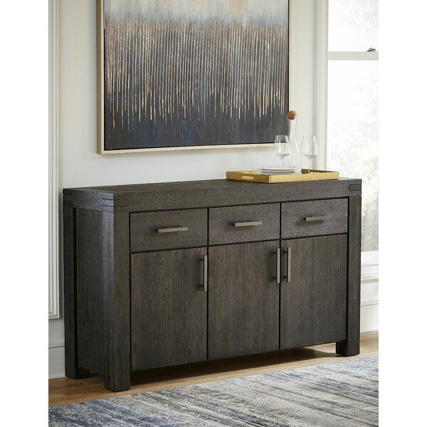 Gracie Oaks Brunswick 63'' Wide 3 Drawer Acacia Wood Throughout Benghauser 63&quot; Wide Sideboards (Photo 2 of 15)