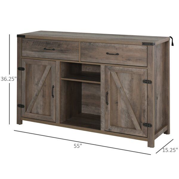 Gracie Oaks Orianne 55" Wide 2 Drawer Sideboard & Reviews Intended For Blade 55&quot; Wide Sideboards (View 8 of 15)