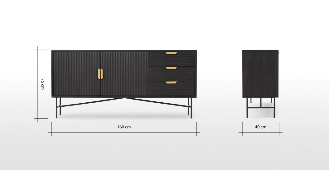 Haines Wide Sideboard, Charcoal Black Mango Wood | Made With Macdonald 36" Wide Mango Wood Buffet Tables (View 12 of 15)