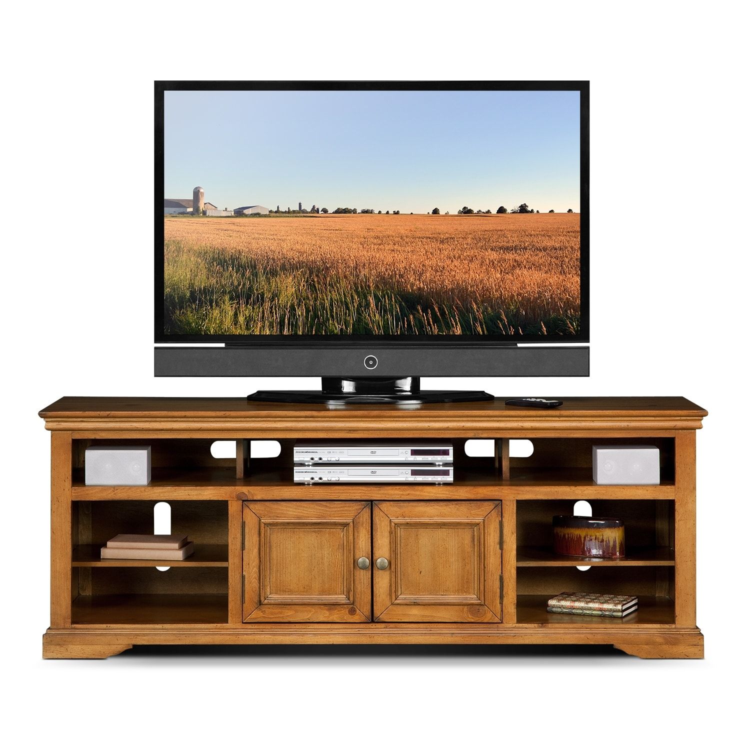 Jenson 70" Tv Stand – Pine | Value City Furniture And For Mainor Tv Stands For Tvs Up To 70&quot; (View 8 of 15)