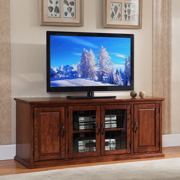 Kd Furnishings Oak Finish Wood/glass 60 Inch Tv Stand Regarding Khia Tv Stands For Tvs Up To 60" (View 12 of 15)