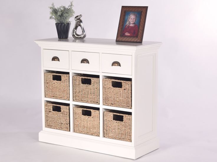 Lima Antique White Sideboard With 3 Drawers Over 6 Baskets With Regard To Isra 56&quot; Wide 3 Drawer Sideboards (View 13 of 15)