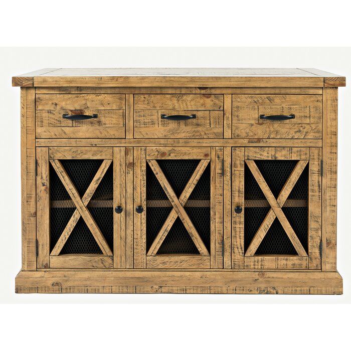 Loon Peak® Thame 52" Wide 3 Drawer Pine Wood Sideboard Throughout Millstadt 52&quot; Wide 3 Drawer Pine Wood Buffet Tables (View 5 of 15)