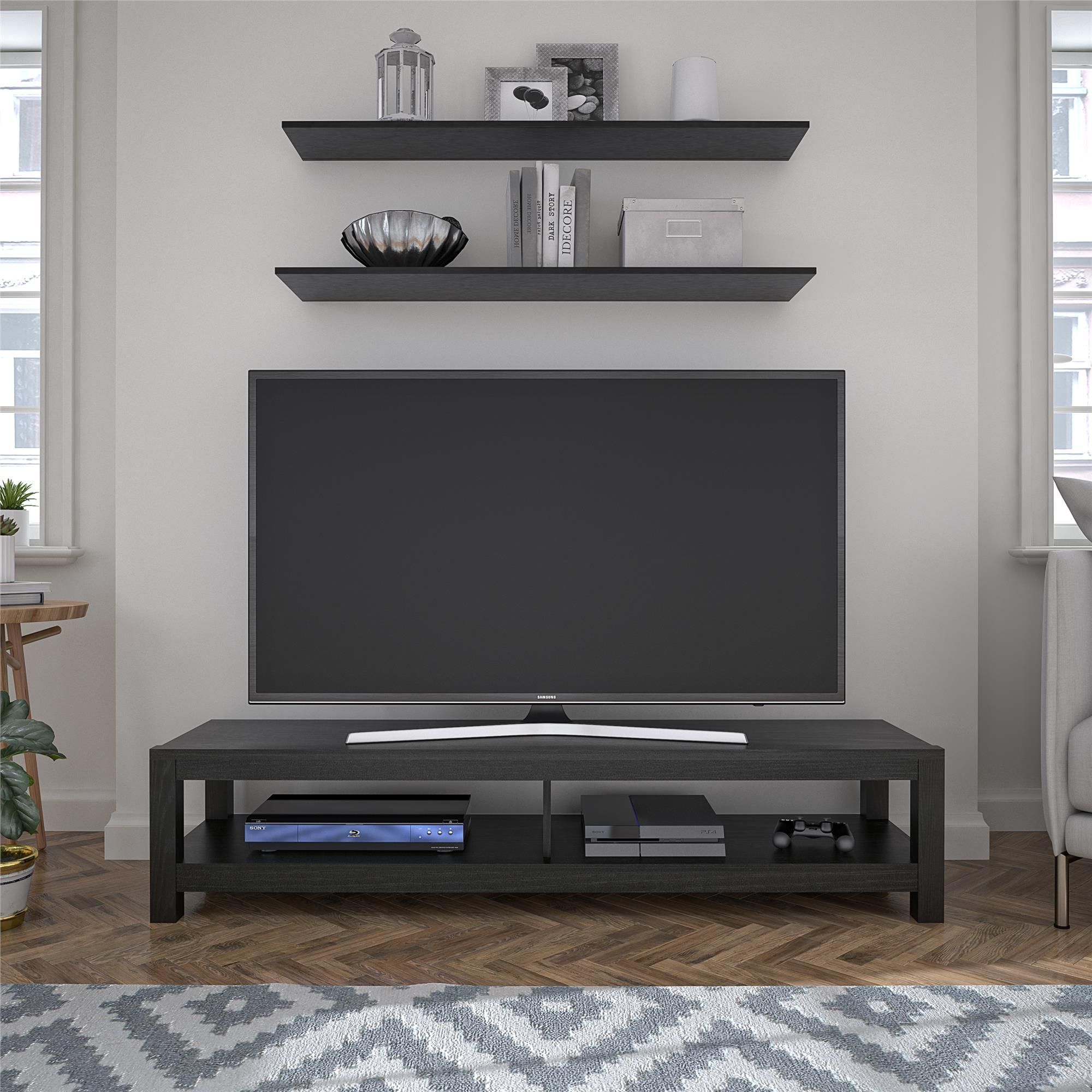 Mainstays Easy Assembly Tv Stand For Tv's Up To 65", Black Pertaining To Finnick Tv Stands For Tvs Up To 65&quot; (View 14 of 15)