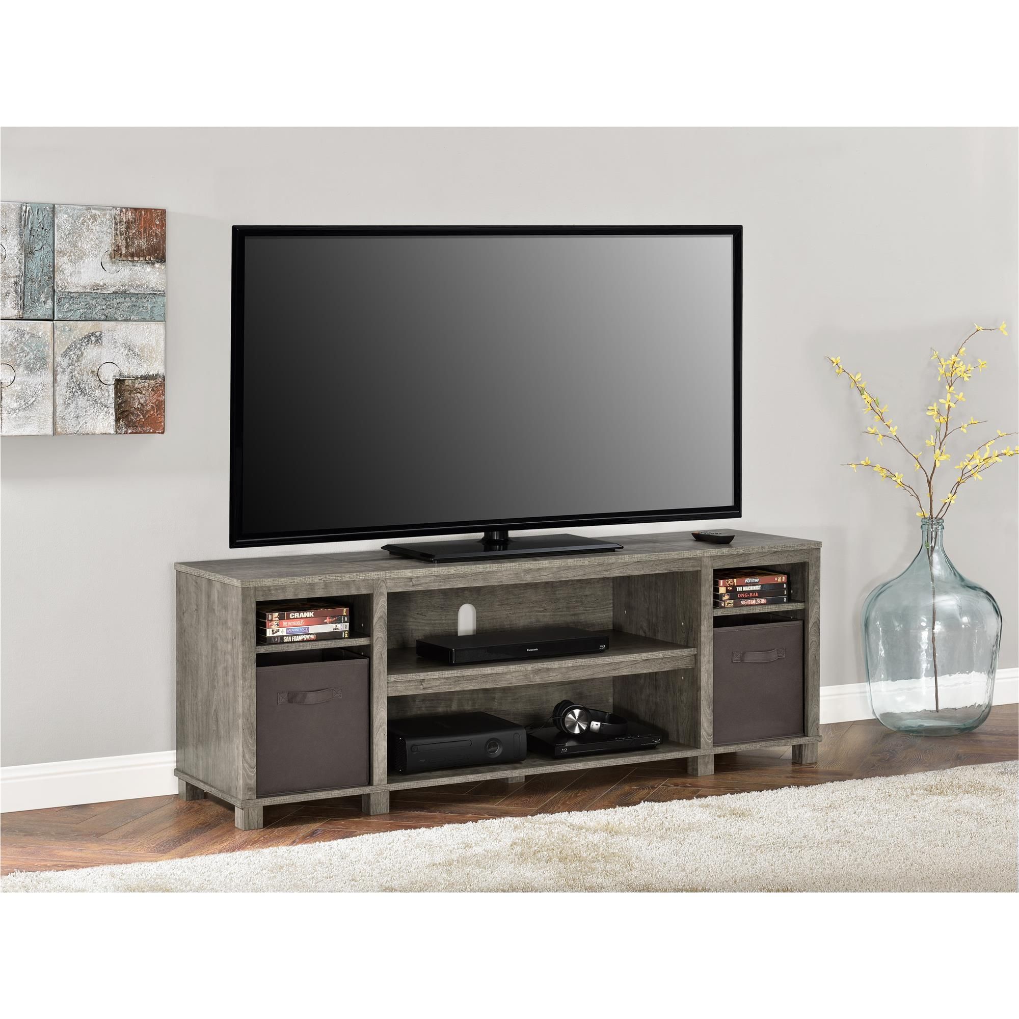 Mainstays Tv Stand With Bins For Tvs Up To 65", Multiple Regarding Dallas Tv Stands For Tvs Up To 65&quot; (View 4 of 15)