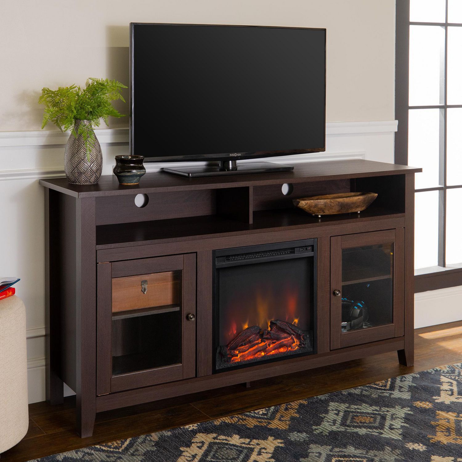 Manor Park Modern Highboy Fireplace Tv Stand For Tvs Up To With Avenir Tv Stands For Tvs Up To 60" (View 3 of 15)