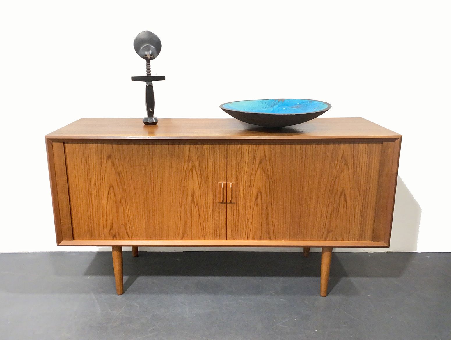 Mid Century Teak Sideboard With Tambour Doors By Svend With Regard To Ebenezer 59.06" Wide 3 Drawer Sideboards (Photo 2 of 15)