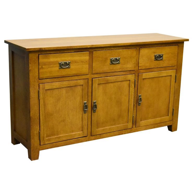 Mission Solid Oak 3 Drawer 3 Door Sideboard – Michael's With Maeva 60&quot; 3 Drawer Sideboards (View 4 of 15)