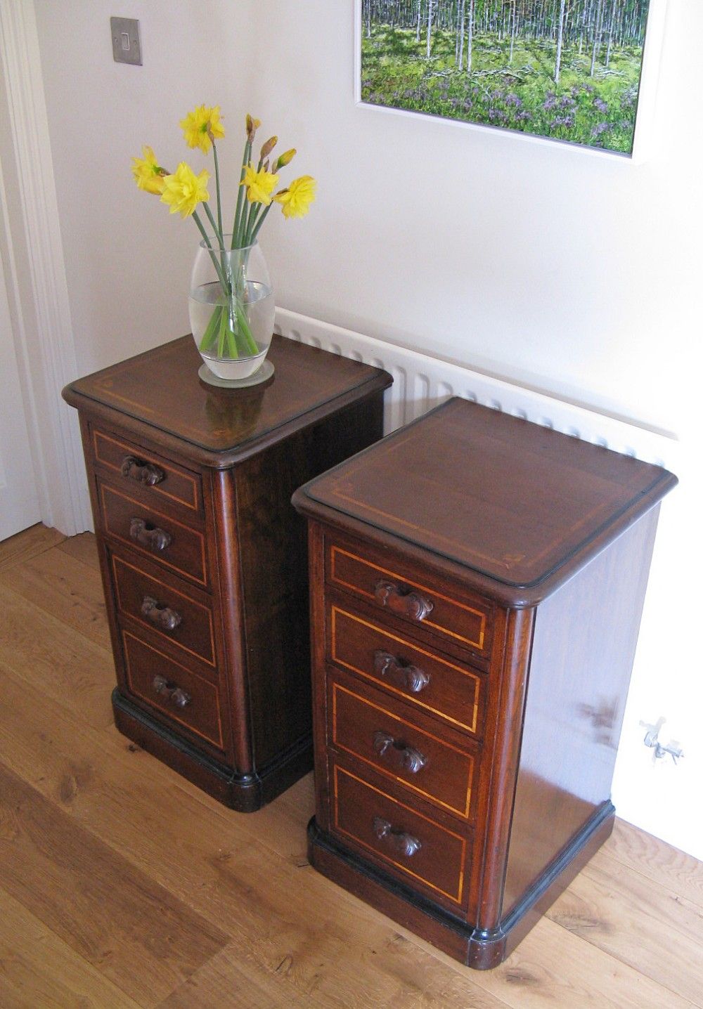 Pair Of Late 19thc Walnut & Inlaid Bedside Chests Of Throughout Ogden 59" Sideboards (View 3 of 15)