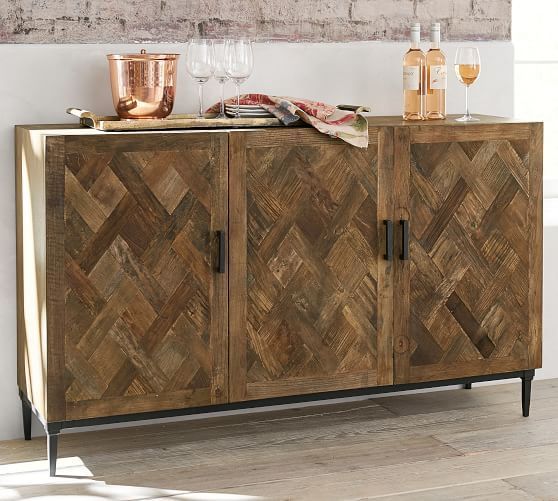 Parquet Reclaimed Wood Buffet | Wood Buffet, Dining Room For Zinaida 59&quot; Wide Mango Wood Buffet Tables (View 14 of 15)