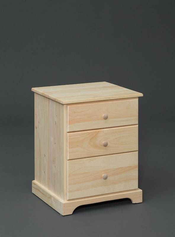 Pine 3 Drawer Nightstand – Unfinished – Bargain Box And Bunks Inside  (View 14 of 15)