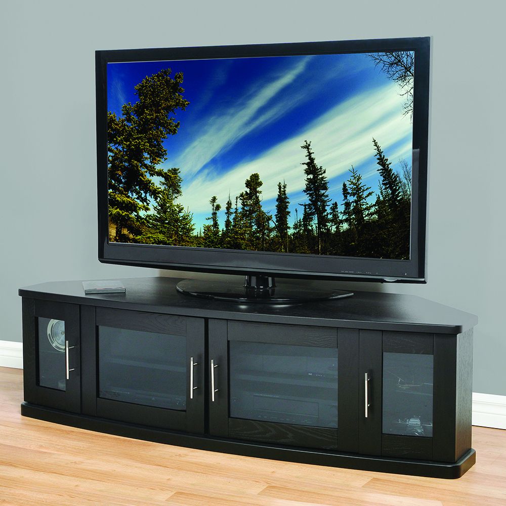 Plateau Newport62b Corner Tv Stand Up To 70" Tvs In Black Inside Lorraine Tv Stands For Tvs Up To 70" (View 12 of 15)