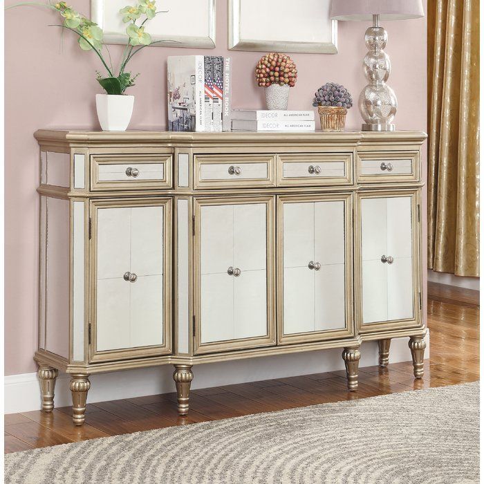 Poston 60" Wide 4 Drawer Buffet Table (with Images Throughout Emmie 84&quot; Wide Sideboards (View 5 of 15)