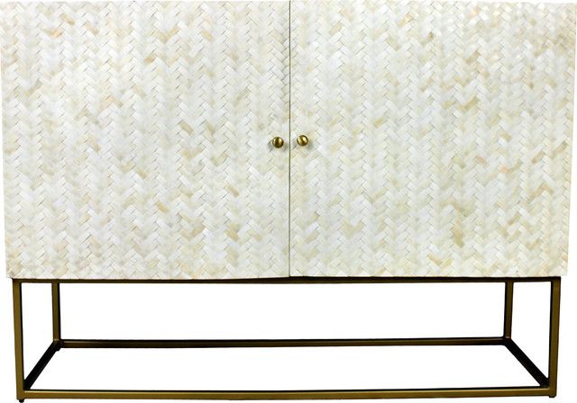 Redondo Raybon 2 Door Cabinet With White Bone Inlay For Raybon Buffet Tables (View 7 of 15)