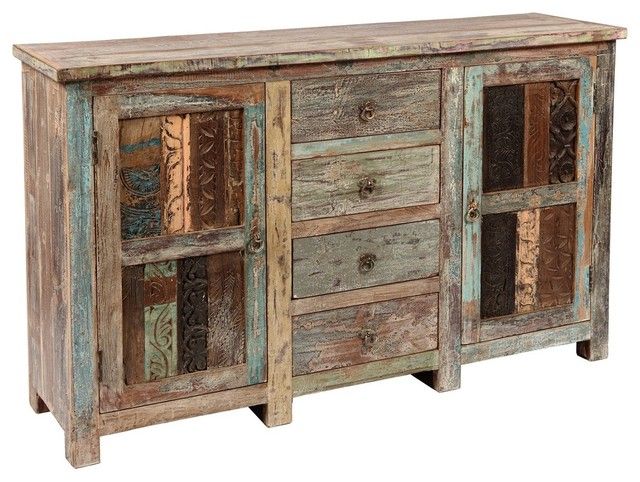 Shabby Chic Vintage Sideboard – Eclectic – Buffets And For Wood Accent Sideboards Buffet Serving Storage Cabinet With 4 Framed Glass Doors (View 5 of 15)