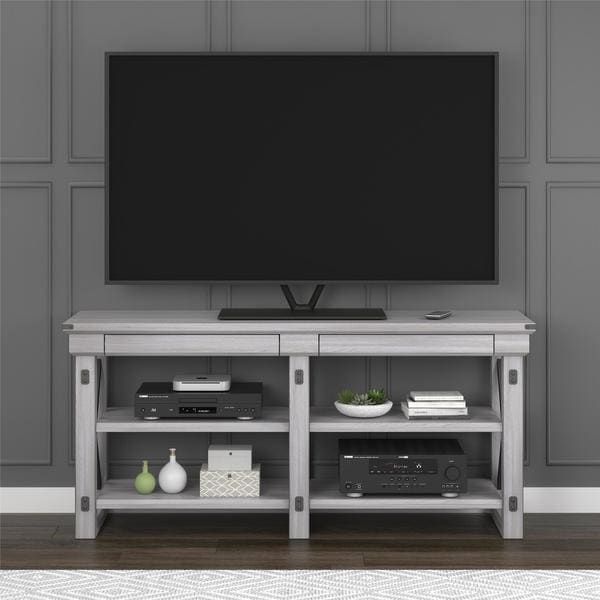 Shop Avenue Greene Woodgate Rustic White Tv Stand For Up For Dallas Tv Stands For Tvs Up To 65&quot; (View 5 of 15)