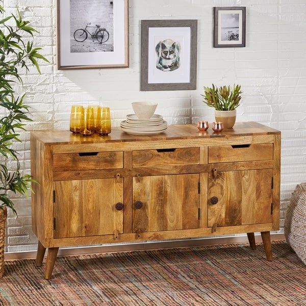 Shop Palermo Boho Mango Wood 3 Door Sideboard With 3 With Regard To Strock 70&quot; Wide Mango Wood Sideboards (View 15 of 15)