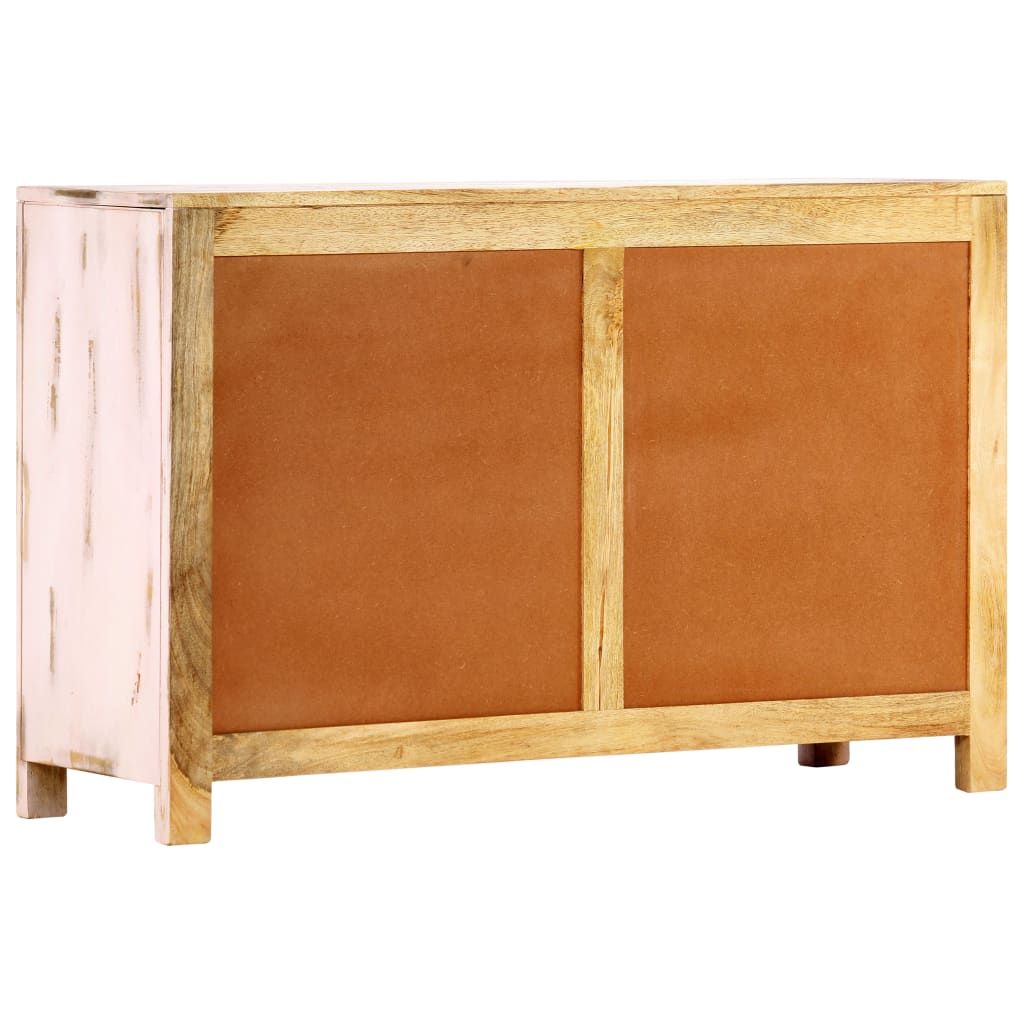 Sideboard Light Pink 110x35x70 Cm Solid Mango Wood Regarding Strock 70&quot; Wide Mango Wood Sideboards (View 4 of 15)