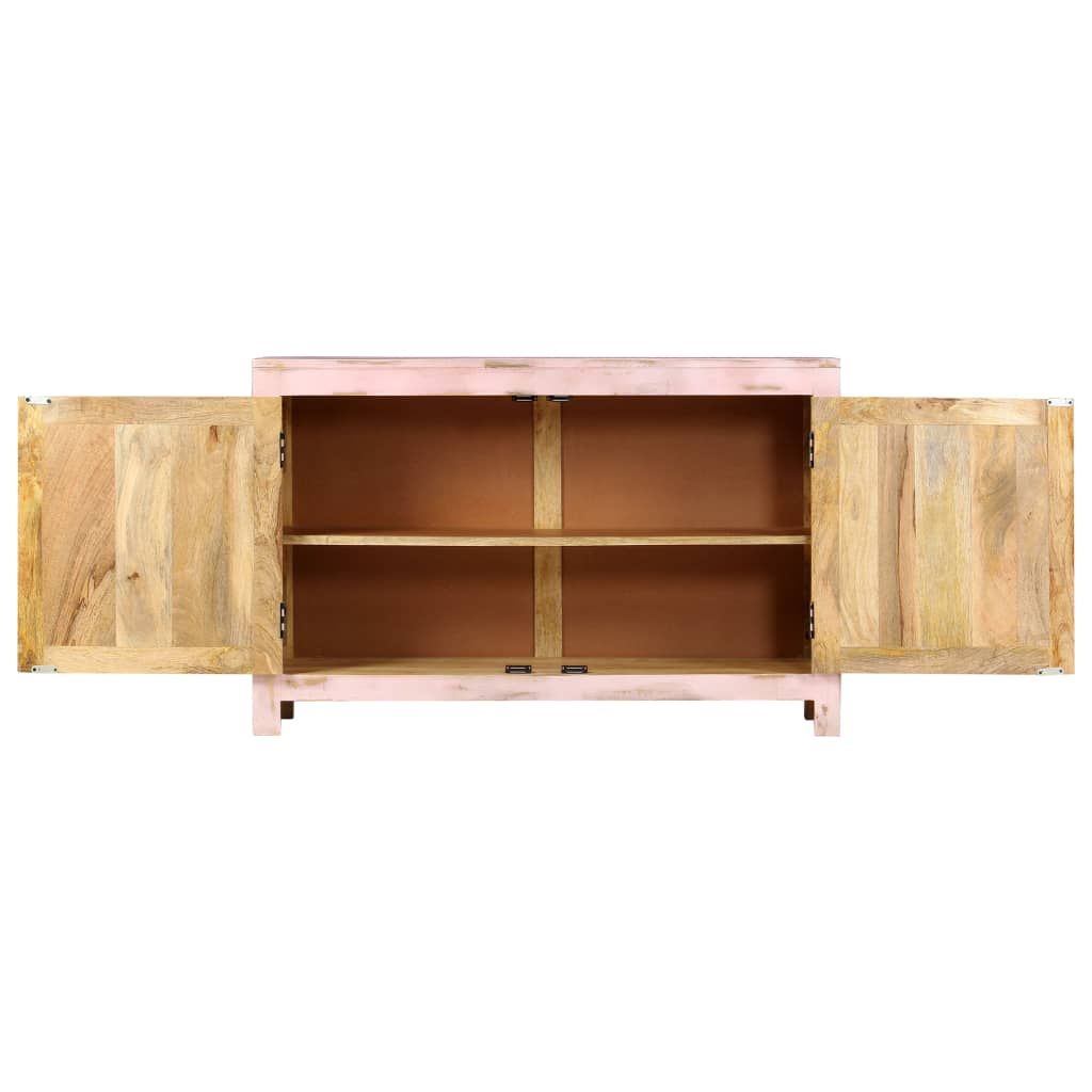Sideboard Light Pink 110x35x70 Cm Solid Mango Wood With Regard To Strock 70&quot; Wide Mango Wood Sideboards (View 13 of 15)