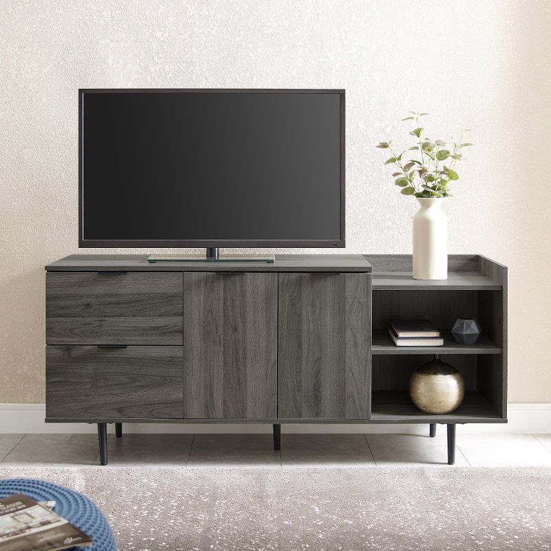 Slate Gray 58 Inch Modern Storage Tv Stand – Lincoln | Rc With Regard To Greggs Tv Stands For Tvs Up To 58" (View 5 of 15)