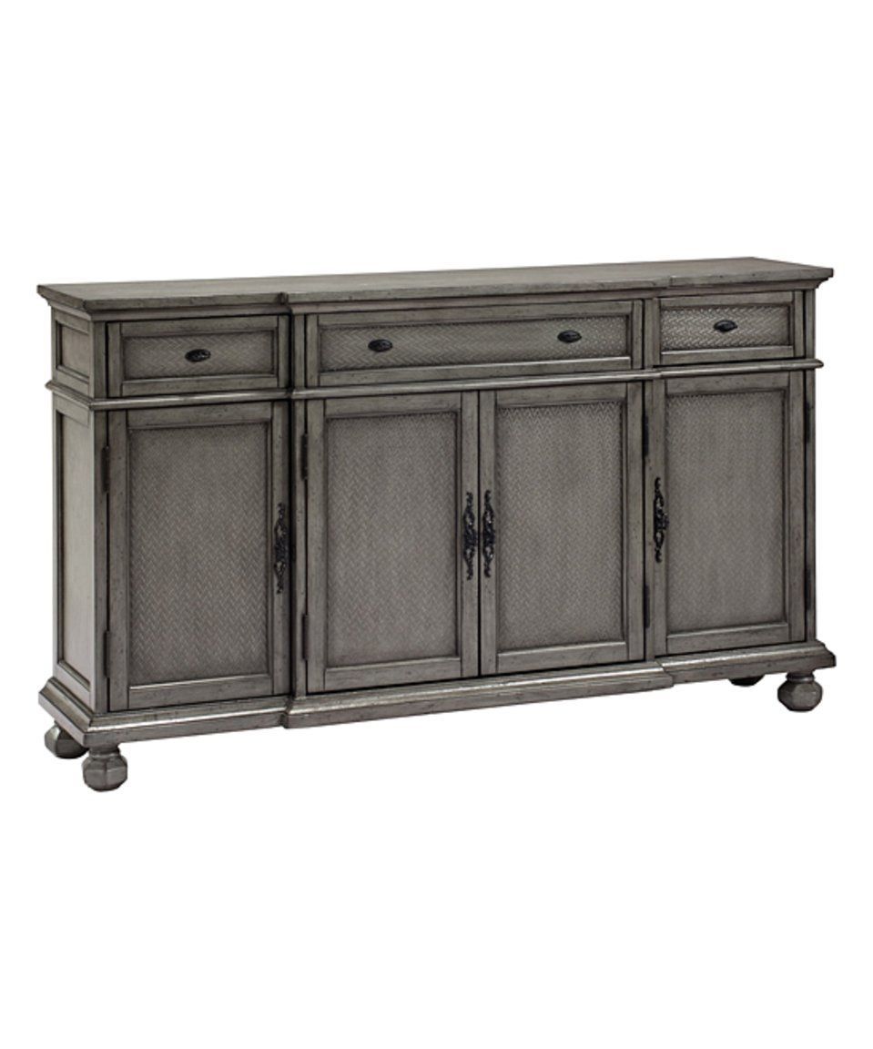 Take A Look At This Gray Three Drawer Four Door Credenza Intended For Searsport 48&quot; Wide 4 Drawer Buffet Tables (View 15 of 15)