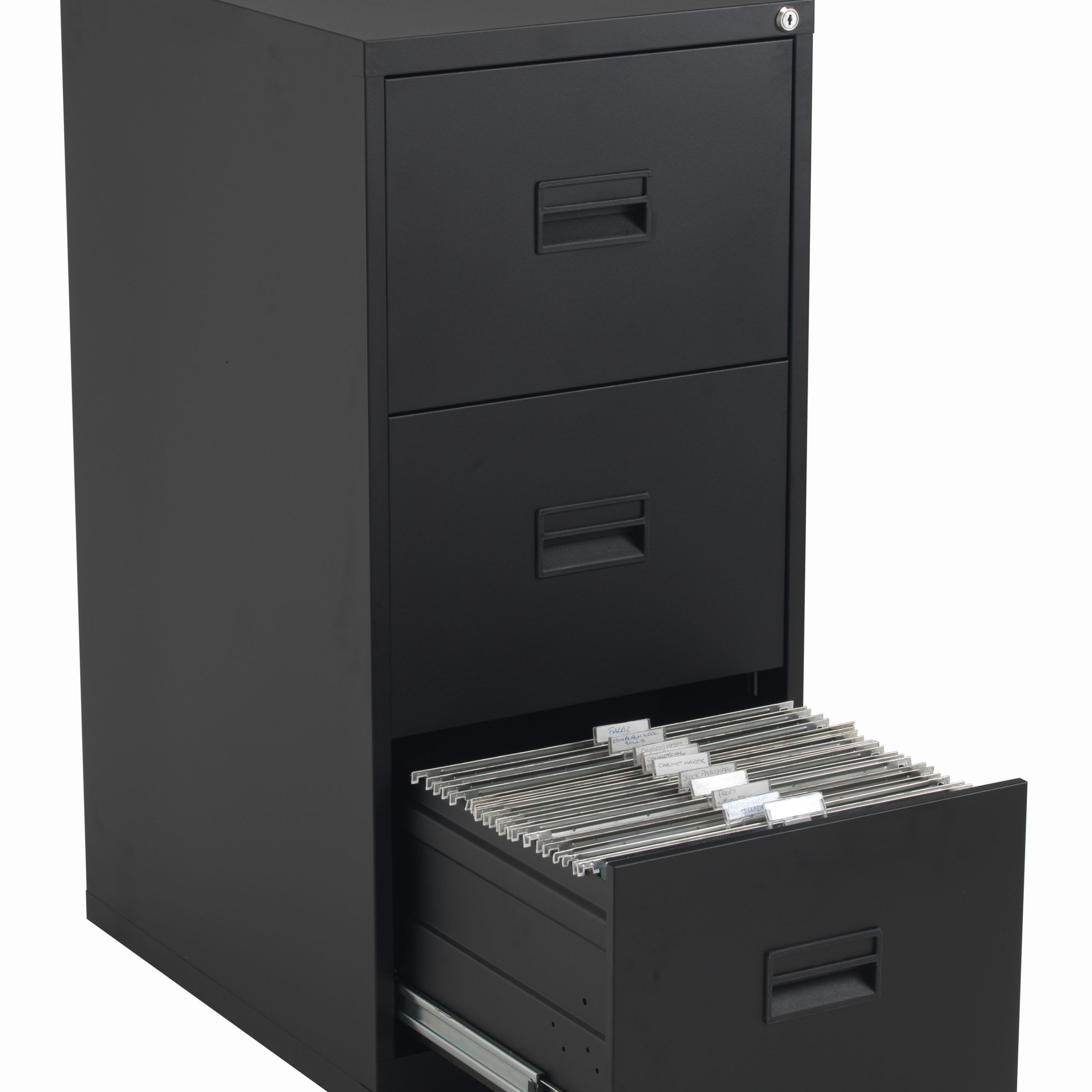 Tc Group Steel 3 Drawer Filing Cabinet – Black – Tcs3fc Bk For 3 Drawer And 2 Door Cabinet With Metal Legs (View 14 of 15)