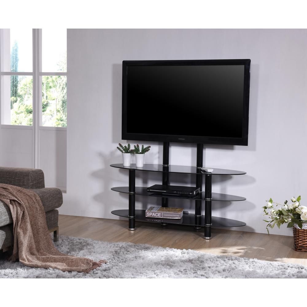 Television Stand With Mount Oval Shaped Glass No Sharp Regarding Quillen Tv Stands For Tvs Up To 43&quot; (View 6 of 15)