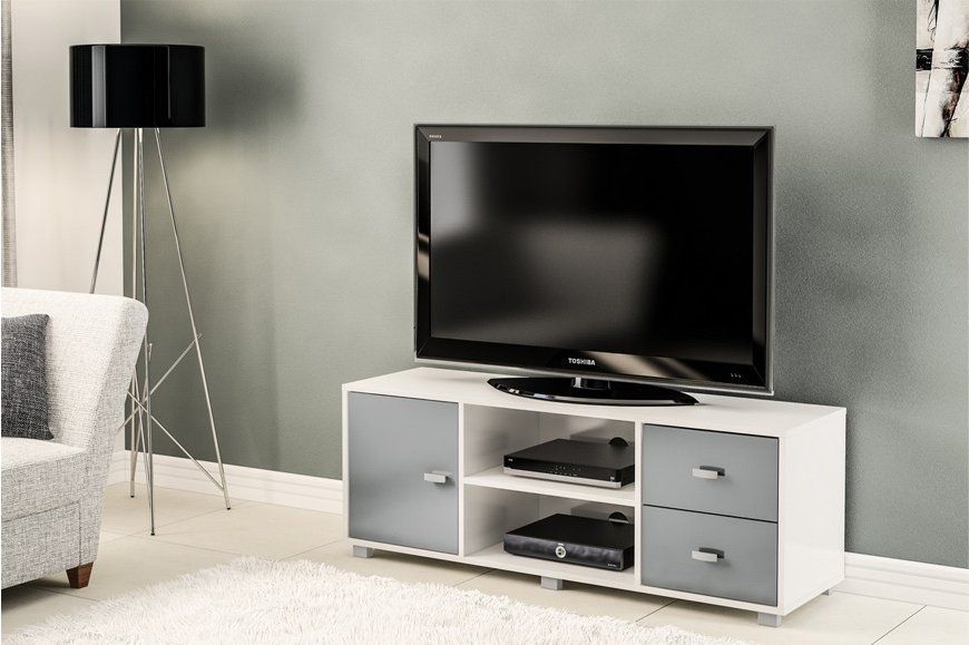 Tnw Hyde Tv Cabinet White/grey Stand Unit For Tvs Up To 65 Inside Binegar Tv Stands For Tvs Up To 65" (View 4 of 15)