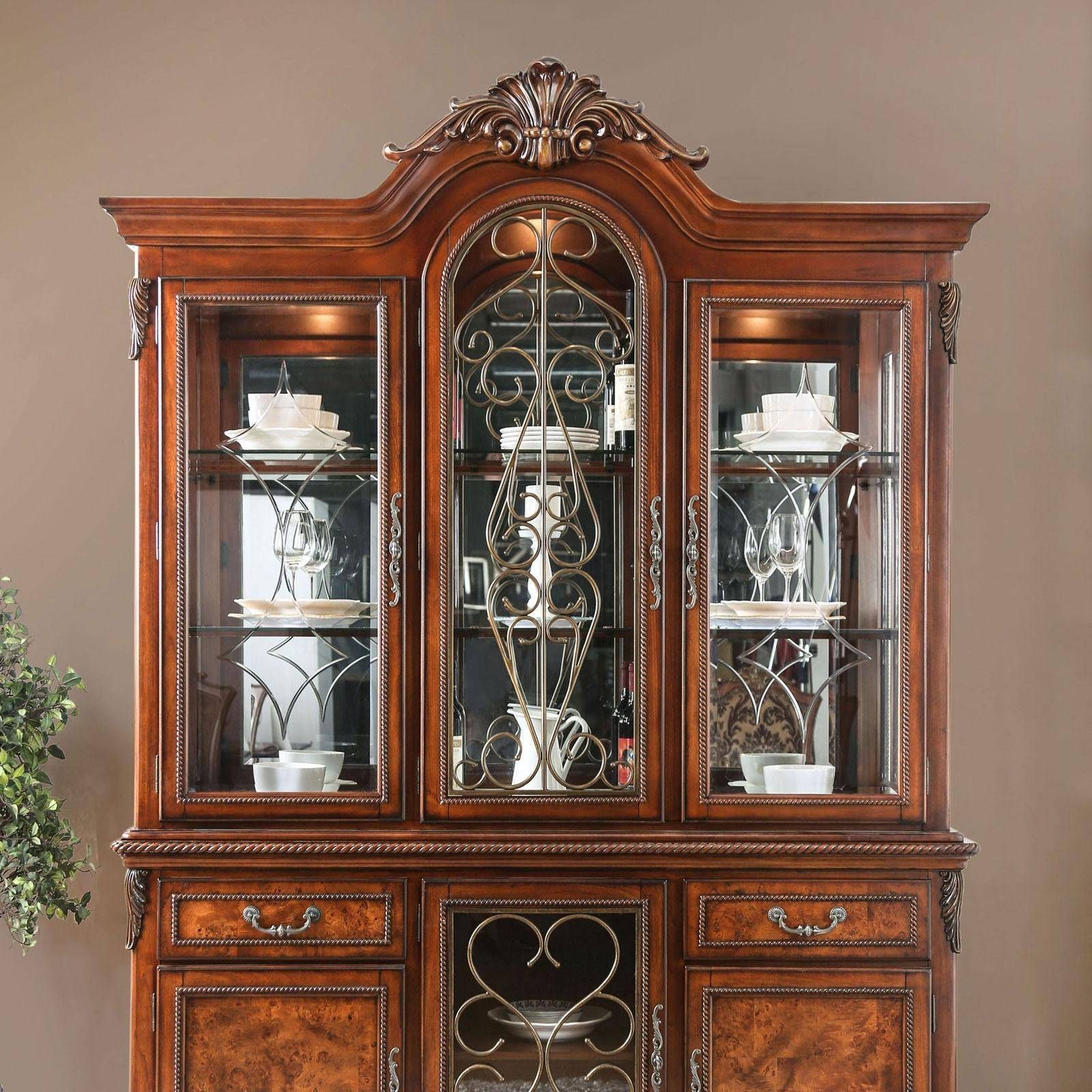 Traditional Wood Hutch Buffet In Brown Luciefurniture With Orner Traditional Wood Sideboards (View 13 of 15)