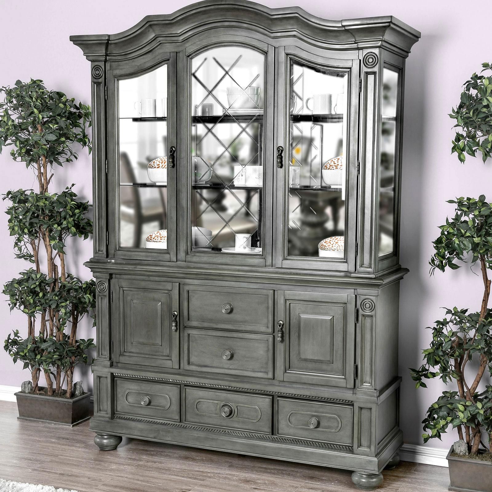 Traditional Wood Hutch Buffet In Gray Alpenafurniture With Regard To Orner Traditional Wood Sideboards (View 14 of 15)