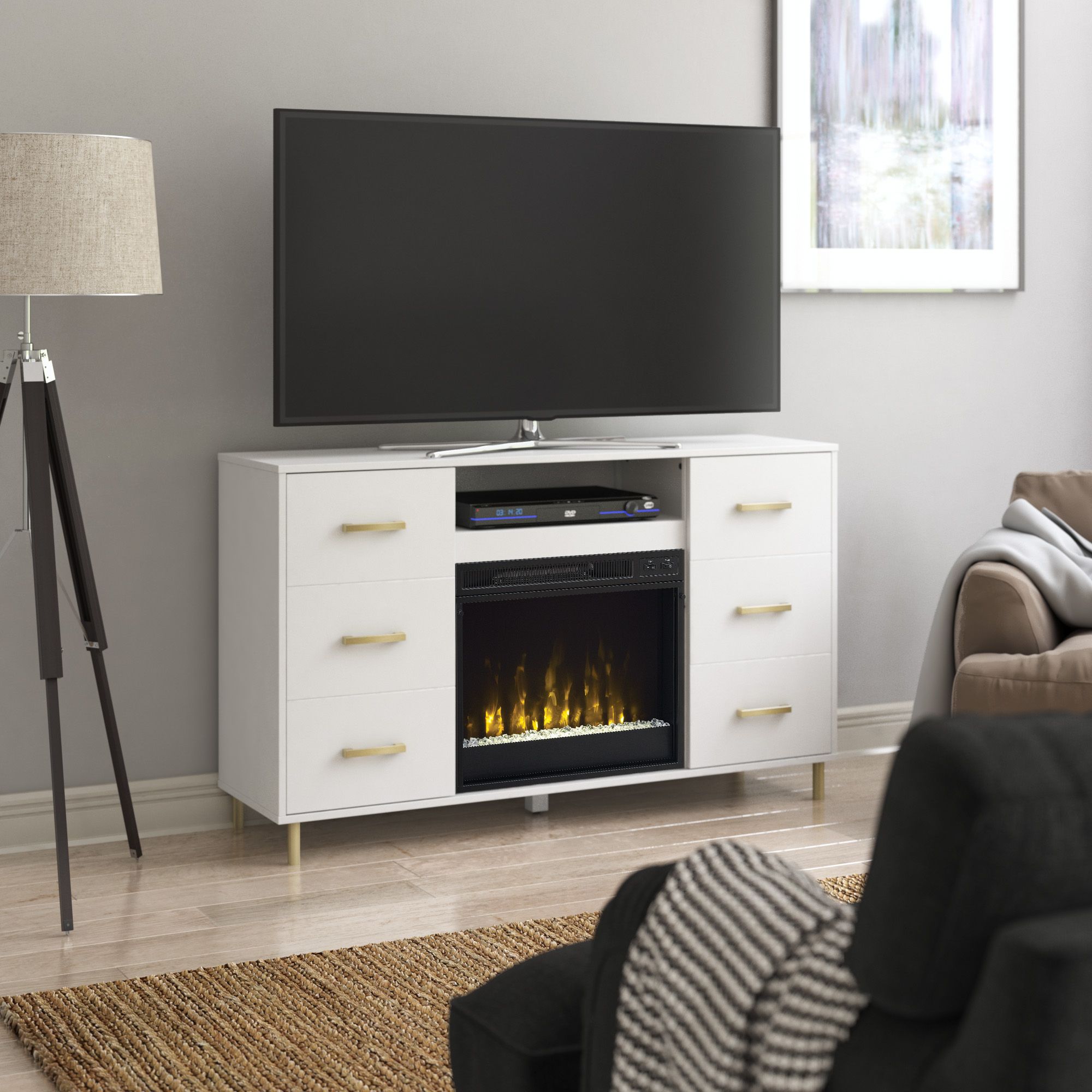 Tv Stand For Tvs Up To 60" With Electric Fireplace With Regard To Avenir Tv Stands For Tvs Up To 60" (View 2 of 15)