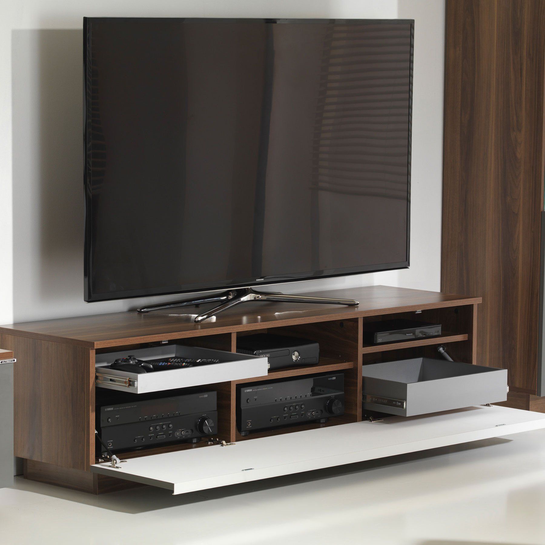 Uk Cf Fusion 160cm Walnut And Grey Tv Stand For Up To 70" Tvs Throughout Lorraine Tv Stands For Tvs Up To 70&quot; (View 10 of 15)