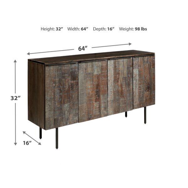 Union Rustic Fremont 64" Wide Sideboard & Reviews | Wayfair Pertaining To 64" Wide Rubberwood Sideboards (View 11 of 15)