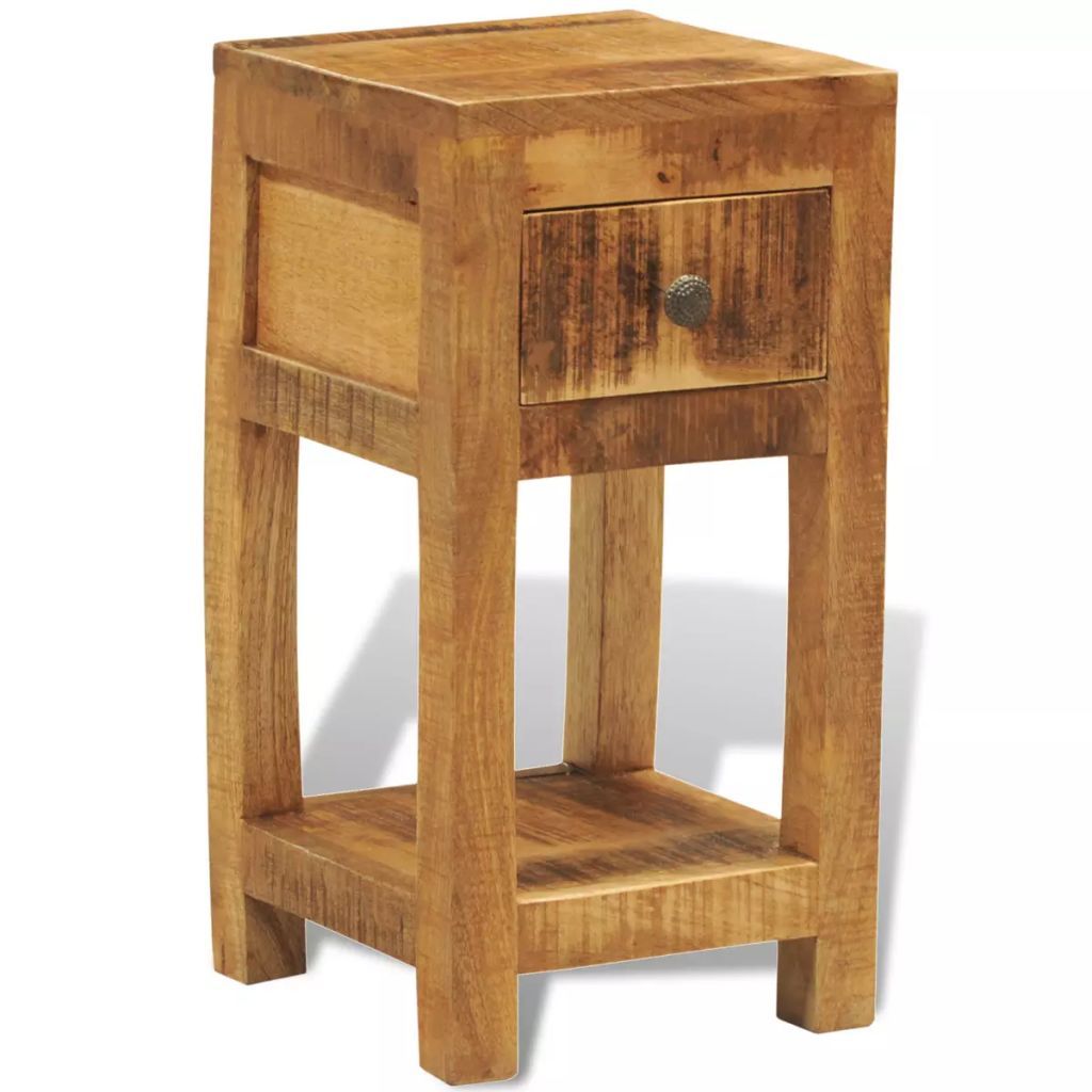 Vidaxl Solid Mango Wood Side End Table Storage Cabinet Regarding Beckenham 73&quot; Wide Mango Wood Buffet Tables (View 1 of 15)