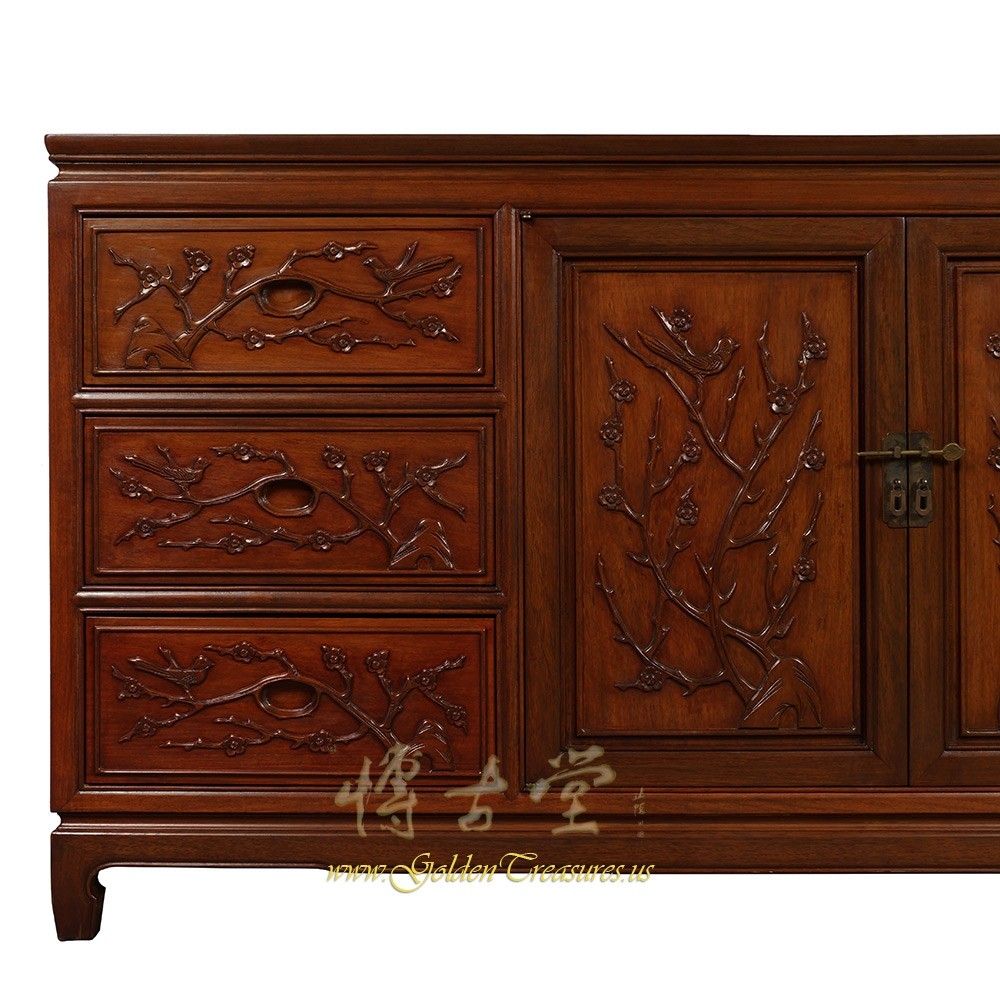 Vintage Chinese Carved Rosewood Sideboard Buffet Table Intended For Herringbone 48" Wide Buffet Tables (View 6 of 15)