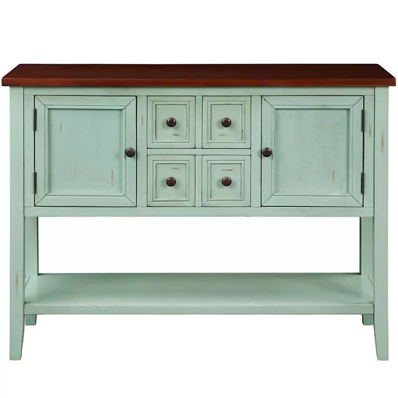 Voight 46" Wide 4 Drawer Acacia Wood Server | Wooden With Regard To Orianne 55&quot; Wide 2 Drawer Sideboards (View 8 of 15)