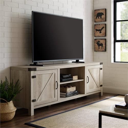Walker Edison 70 In. Modern Farmhouse Tv Stand (white Oak With Regard To Lorraine Tv Stands For Tvs Up To 70&quot; (Photo 14 of 15)