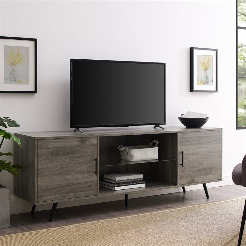 Walker Edison 70" Mid Century Modern Wood Tv Stand In In Lorraine Tv Stands For Tvs Up To 70&quot; (Photo 7 of 15)