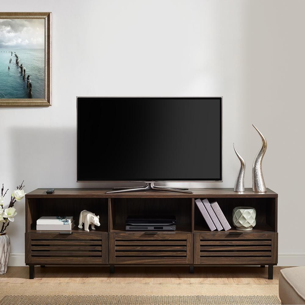 Walker Edison Furniture Company 70 In. Dark Walnut With Regard To Lorraine Tv Stands For Tvs Up To 70" (Photo 8 of 15)