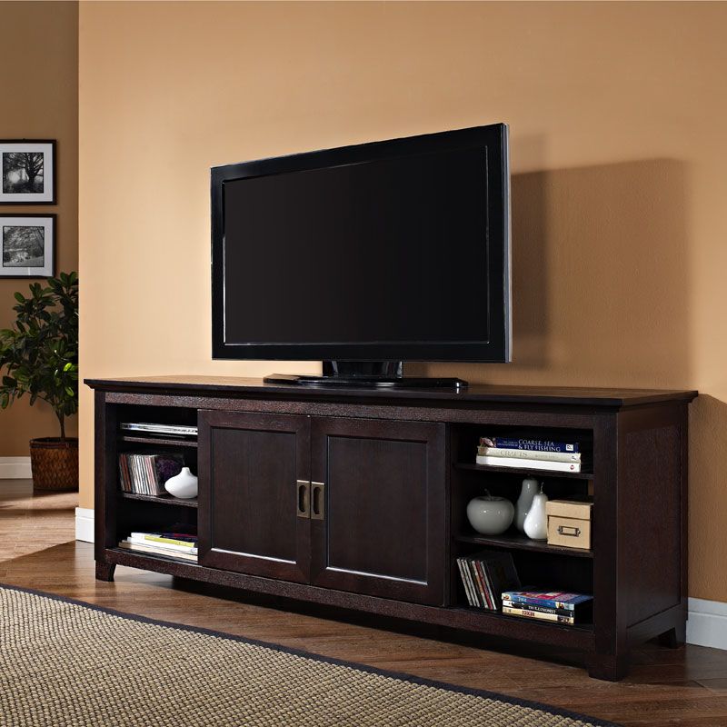 Walker Edison Solid Wood 70 Inch Tv Stand With Sliding Inside Lorraine Tv Stands For Tvs Up To 70&quot; (Photo 15 of 15)