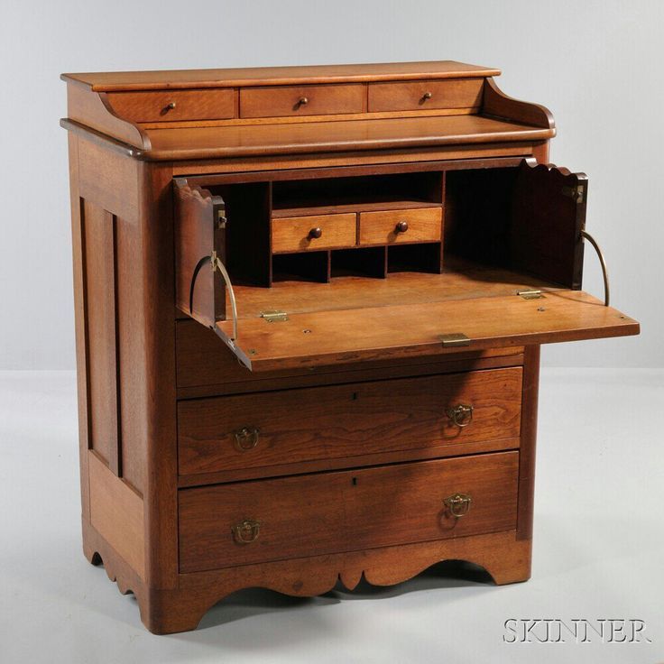 Walnut Canted Parallelogram Chest Of Drawers, Ohio Or Pertaining To Ebenezer  (View 14 of 15)