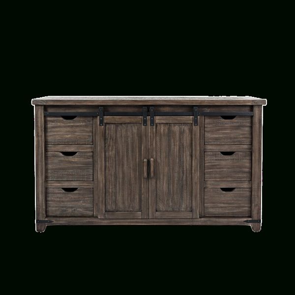 Westhoff 60" Wide 6 Drawer Pine Sideboard | Brown | Decorist Pertaining To Myndi 60&quot; Wide Sideboards (View 1 of 15)