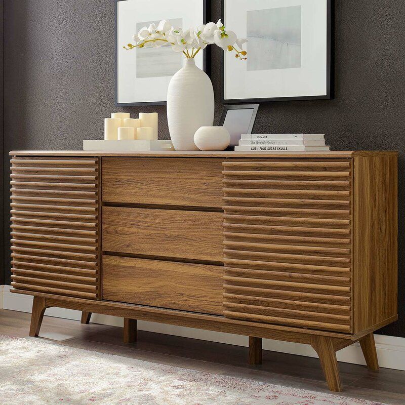 Wigington 63" Wide 3 Drawer Credenza In 2020 | Dining Room Within Benghauser 63&quot; Wide Sideboards (View 11 of 15)