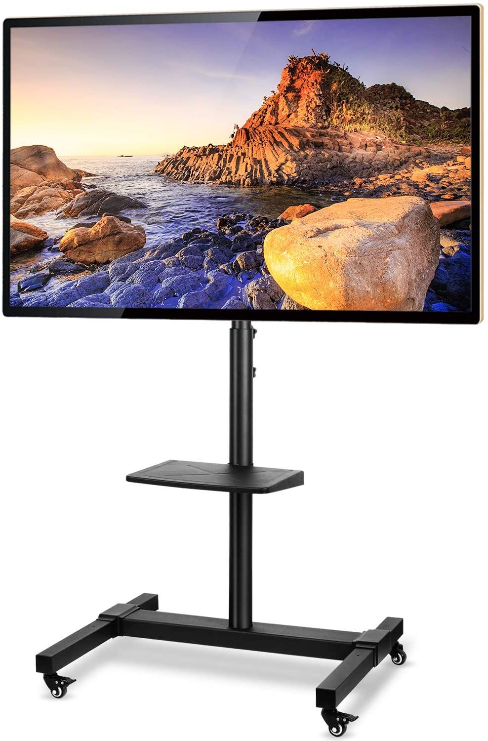 10 Best Rolling Tv Stands In 2020 | Unbiased Review In Rolling Tv Stands With Wheels With Adjustable Metal Shelf (View 13 of 15)
