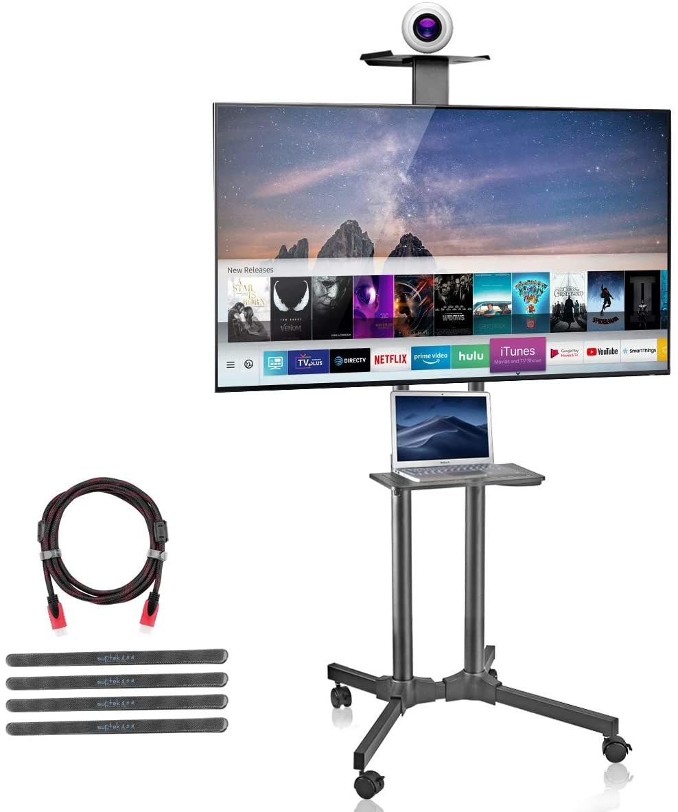 10 Best Rolling Tv Stands In 2020 | Unbiased Review Inside Rolling Tv Cart Mobile Tv Stands With Lockable Wheels (Photo 9 of 15)